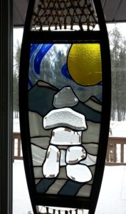 stained glass inukshuk