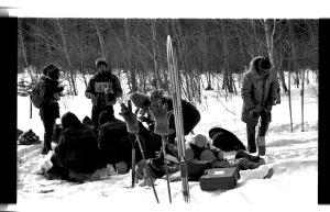 Goose Island Checkpoint - Ernie Kuyt on far right - early Loppet photo -scan0005