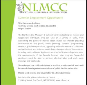 NLMCC job posting for a museum assistant.